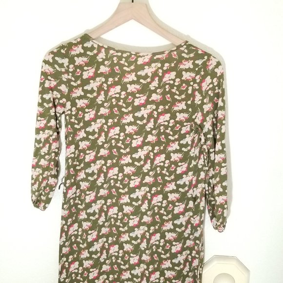 Boden Portobello Floral Midi Dress Sz 4L Pink/Green Ruffle Hem 3/4 Sleeves Belt - Picture 7 of 7